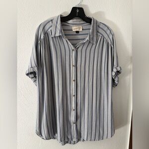 Universal Thread Blue and White Striped Button Down Shirt